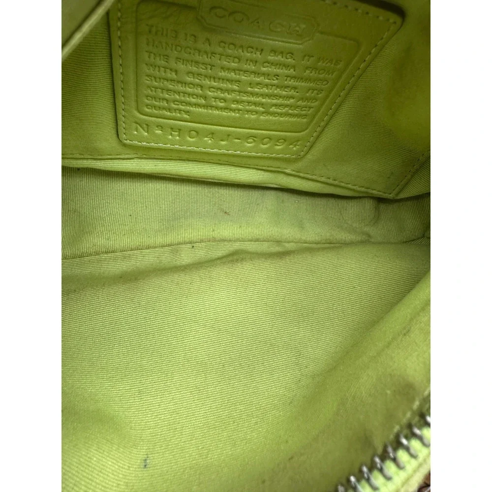 Vintage Coach Womens Signature Monogram Demi Shoulder Bag Lime Green 6094